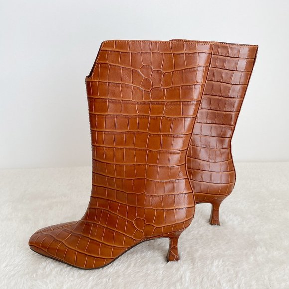 Sam Edelman NWOT women's Lolita Leather Pull-on Ankle Boot, Crocodile, Brown 7.5 - Picture 5 of 9